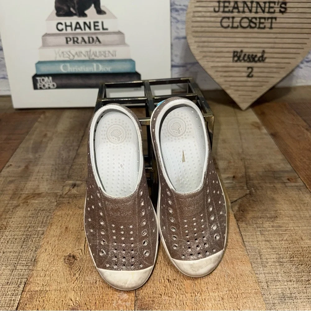 Native Jefferson Metal Bling Glitter Waterproof Slip On Sneakers C 13